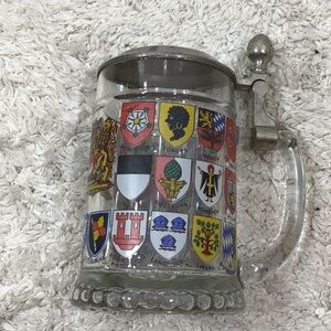 BMF Zinn lidded glass beer stein Germany